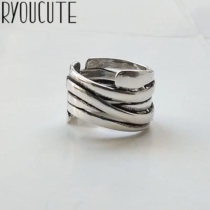 Vintage Silver Color Multi-layer Geometric Irregular Rings For Women Gifts Girls Open
