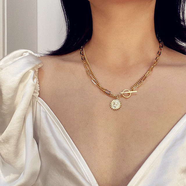 Vintage Simple Chains Necklace 2021 Geometric Love Heart Pendant Necklaces for Women Punk Jewelry