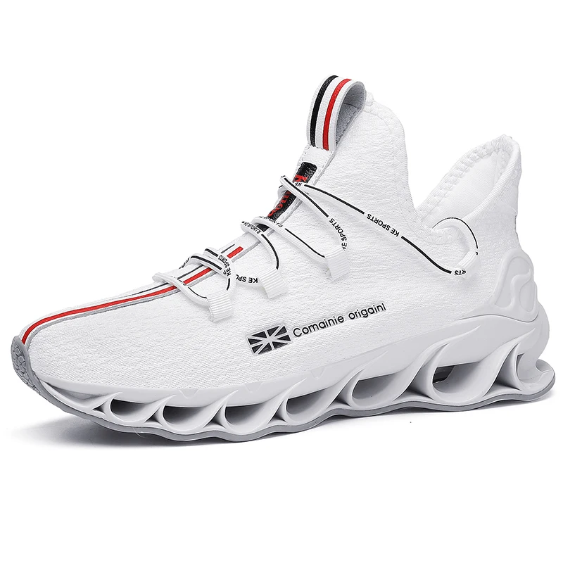 TRYJADE новые мужские кроссовки дышащие сетчатые кроссовки уличные Большие размеры 39-44 взрослая обувь для бега спортивные кроссовки - Цвет: Белый