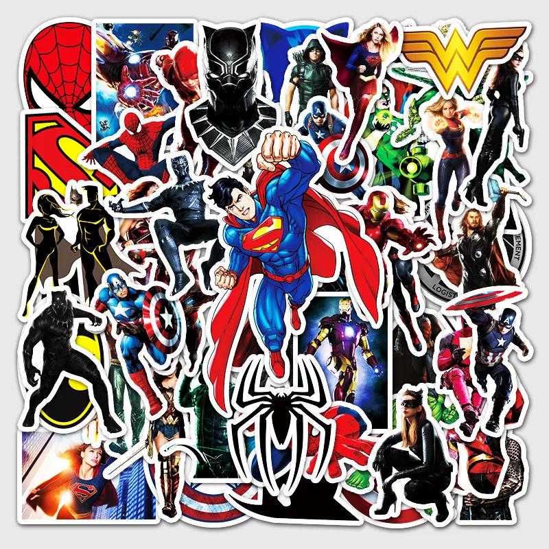 50pcs/pack Marvel Cartoon superman Sticker Cool Boys Kids Classic Toys Anime Skateboards Phone Book Decoration Gifts | Игрушки и хобби
