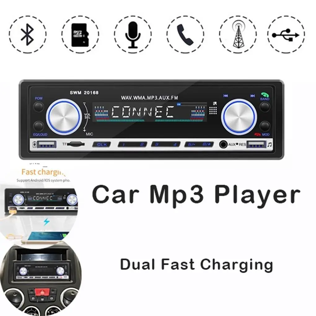 12 В автомобильный аудио MP3 Bluetooth плеер Музыка Воспроизведение хост FM Raido руки бесплатные звонки автомобильные аксессуары