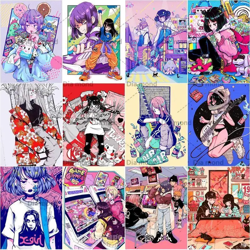 

Anime Character Full Diamond Painting Cartoon Character Mosaic Art Diamond Embroidery Game Girl Cross Stitch Home Decoration