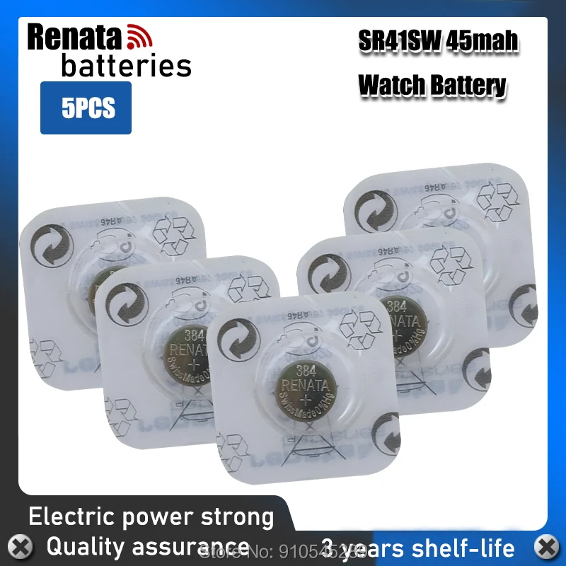 5 шт./лот оригинальная швейцарская батарея 384 SR41SW 1 55 V для часов серебро RENATA часы |