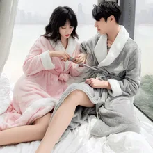 Осень Зима Экстра Размер женский халат плюс фланелевые парные пижамы коралловый бархат свадебное утреннее платье Мужская домашняя одежда