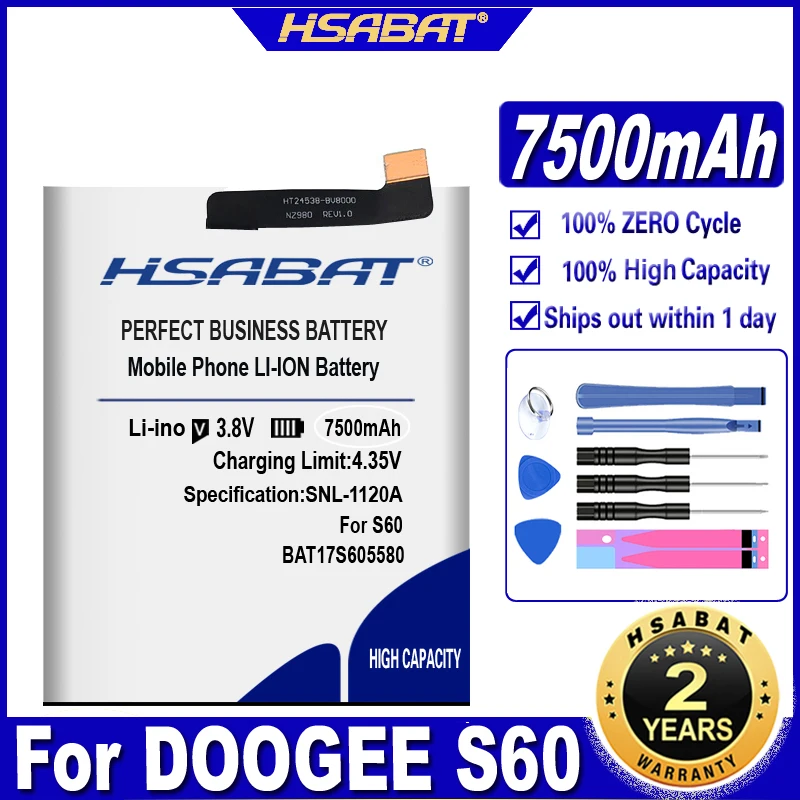 Аккумулятор HSABAT 7500 мАч BAT17M15580 и BAT17S605580 Для DOOGEE S60 | Мобильные телефоны аксессуары