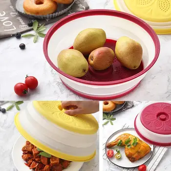 

1pc Foldable Splash-proof Food Microwave Cover Fresh Kitchen Plate Box Covers Oven Keeping Multifunction Case Plastic Breat G7A4
