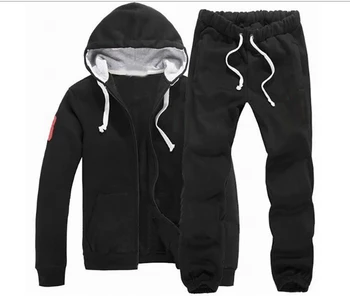 

big pony Tracksuit Men Sportwear Fleece Thick Hooded Casual Track Suit Men horse Jacket+Pants sets Winter Warm Sweatshirt 4183