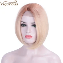 Энергичные синтетические парики на кружеве для женщин Омбре мед блонд Боб волосы термостойкие короткие прямые волосы парик