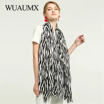 

Wuaumx NEW Women's Scarf Zebra Pattern Print Scarves Spring Autumn Stripe Shawl And Wraps For Lady Muffler Hijab 180*90cm