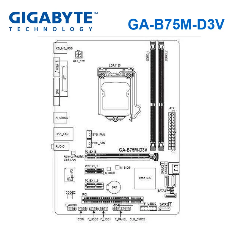 Оригинальная Материнская плата Gigabyte материнская с процессором Intel Core i5 1155 3470 ОЗУ