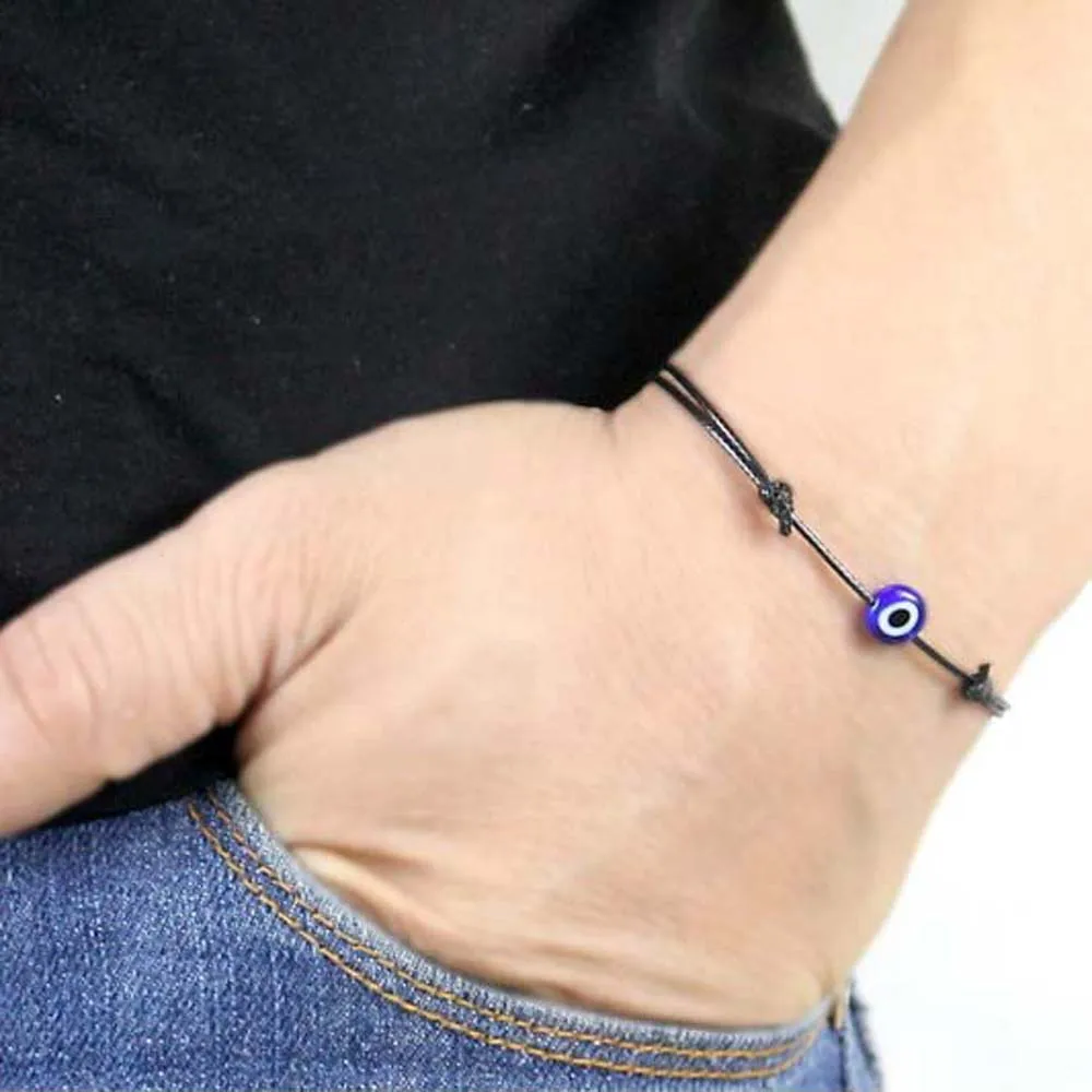 

Fashion Evil Eye Bracelet Thin Black Red Thread String Rope Braided Bangles For Women Men Adjustable Length Good Lucky Jewelry