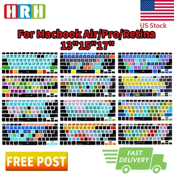 

HRH Functional Shortcuts Hotkeys Silicone Keyboard Cover Skin Protector For Macbook Air Pro Retina 13"15" 17"