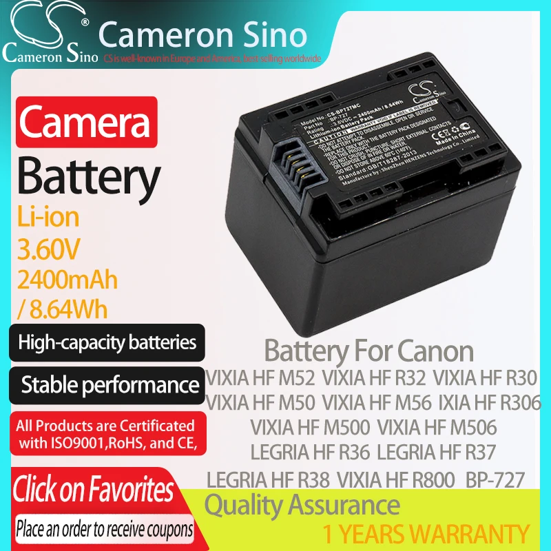 Li-ion Battery for Canon VIXIA HF R30 IXIA HF R306 LEGRIA HF R37 LEGRIA HF R36 