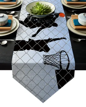 

Basketball Shooting Silhouette Sports Table Runner Table Flag Home Party Decorative Tablecloth Table Runners