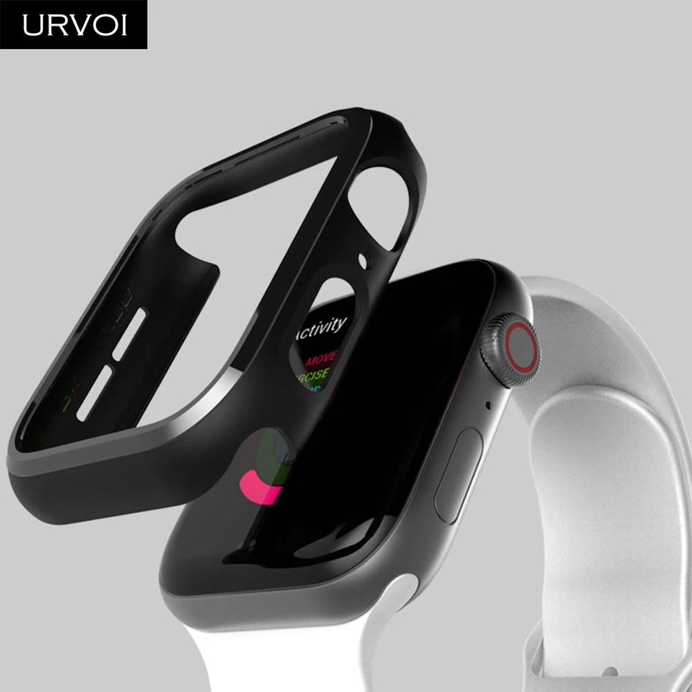 URVOI Black frame for Apple Watch series 4 3 Plastic bumper hard cover protectorfor iWatch 40 44mm slim fit Ultra-thin case_06