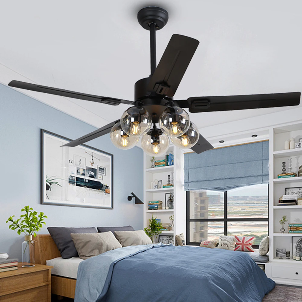 

Retro Vintage Ceiling Fan Light with Remote Control Ventilador Lamp 42 inch 220V 110V Bedroom Restaurant Lighting E27