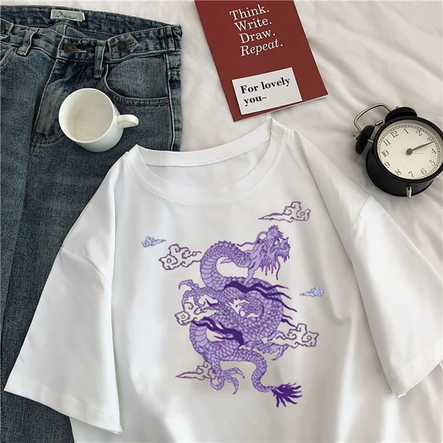 Men's T-Shirt Cotton T-Shirts Harajuku Dragon Women's Clothing Y2K Tops  Aesthetic Vintage Femme T-Shirts Style Oversize T-Shirt Camel, 8XL