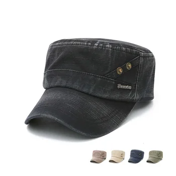 

Retro Military Hat Men's Copper Nail Sun Hat Washed To Make Old Flat Top Hat Cadet Patrol Cap Sunshade Windproof Fishing Hat