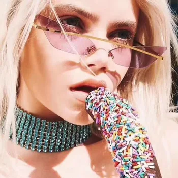 

2020 Hot Selling Triangular Sun Glasses Bow Shaped Catwalks Ball Candy-Colored Retro Sunglasses
