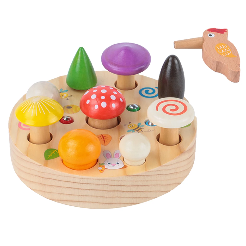Wooden Woodpecker Catching Worms Game Montessori Baby Kids Educational Toys