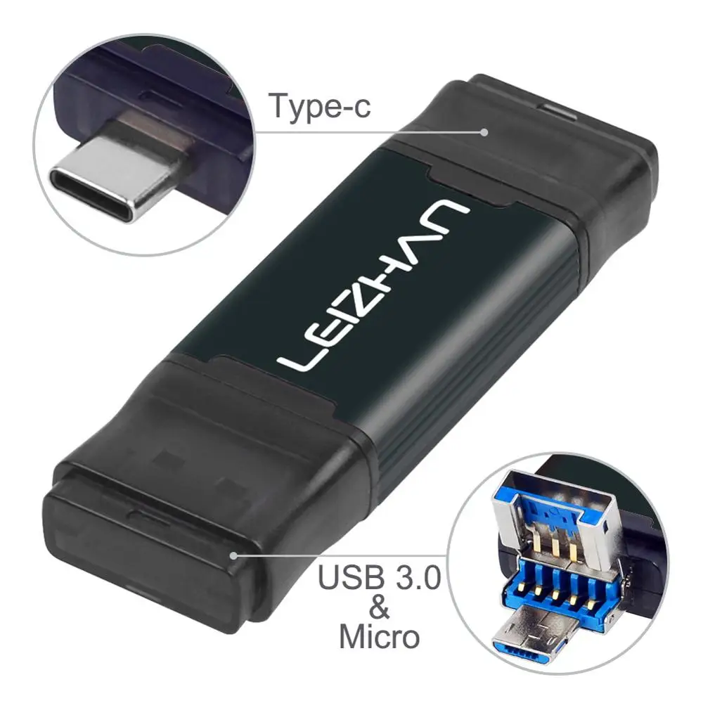 Флэш накопитель LEIZHAN USB 3 0 OTG флэш Android для Huawei P30 Samsung S10 S9 S8 S7 S6 S5 Type c накопитель|USB