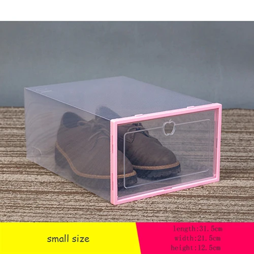 S Transparent pink Утолщенные флип обувь прозрачный ящик чехол Пластиковые обувные коробки Штабелируемый ящик для хранения обуви Органайзер для хранения - Цвет: S Transparent pink