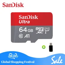 Двойной Флеш-накопитель SanDisk A1 слот для карт памяти, 16 ГБ, 32 ГБ, 64 ГБ, 128 ГБ 98 МБ/с. микро SD карты C10 UHS-1 флеш-карты TF карты