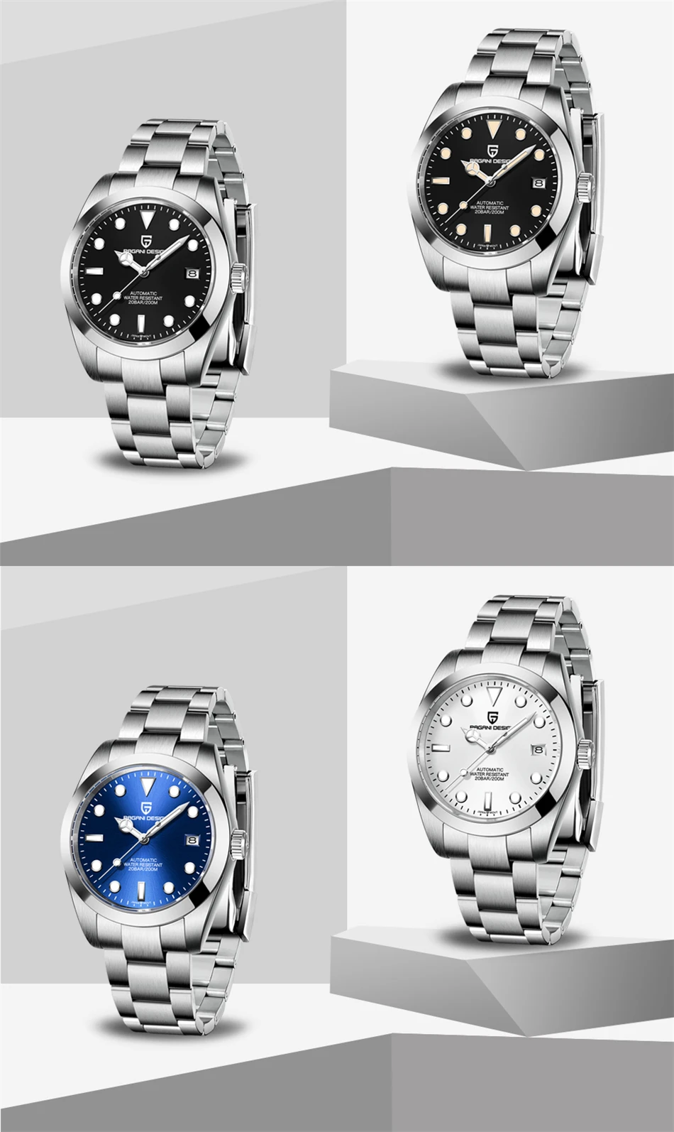 PAGANI DESIGN 2021 New Men's Automatic Mechanical Wristwatch Business Diving Men's Watch Luxury Sapphire 200M Waterproof Watches
