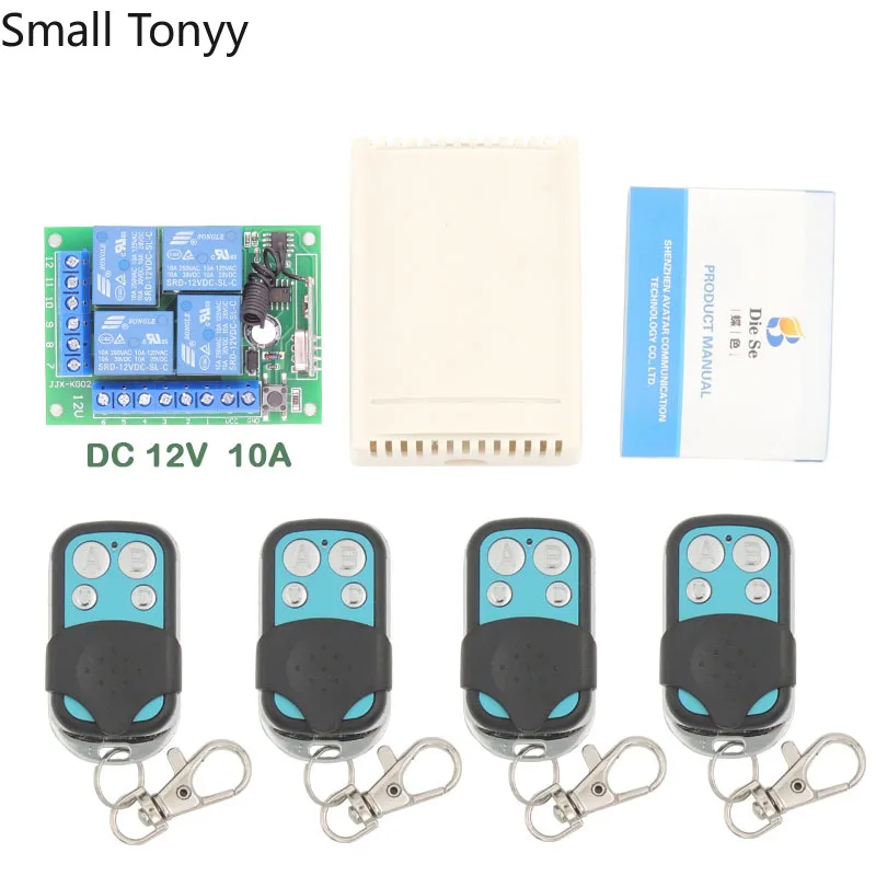 

DC12V 10A 4CH Remote Control Switch Wireless Receiver Relay Module for rf 433MHz Remote Garage\ Lighting\Electric Curtain Switch