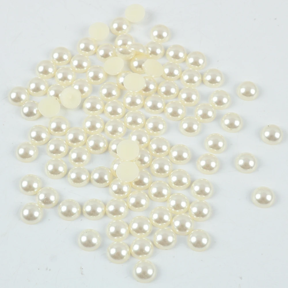 Description Picture 4 of itemImitation Pearl ABS Plastic Ivory Pearls 2-25mm All Sizes Half Round Loose Bead for Nail Art DIY Craft Garment
