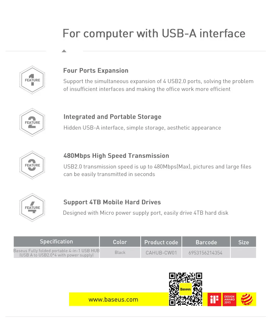 Baseus usb-хаб 2,0 мульти 4 в 1 USB порт Hab расширитель разветвитель usb-хаб адаптер с микро для ПК ноутбук компьютер аксессуары