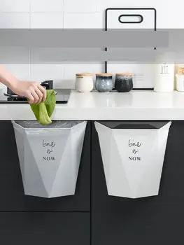 

Nordic wind wall-mounted kitchen garbage can with lid household kitchen waste classification special storage box large hanging