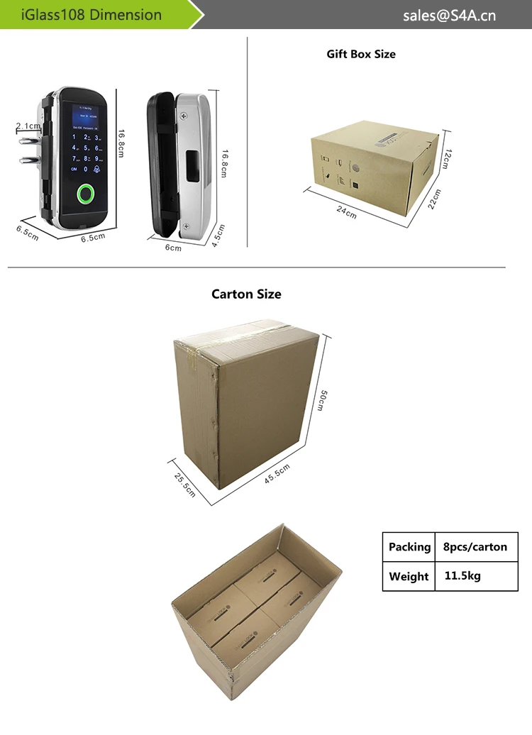 iGlass108 Fingerprint Glass Door Lock-2