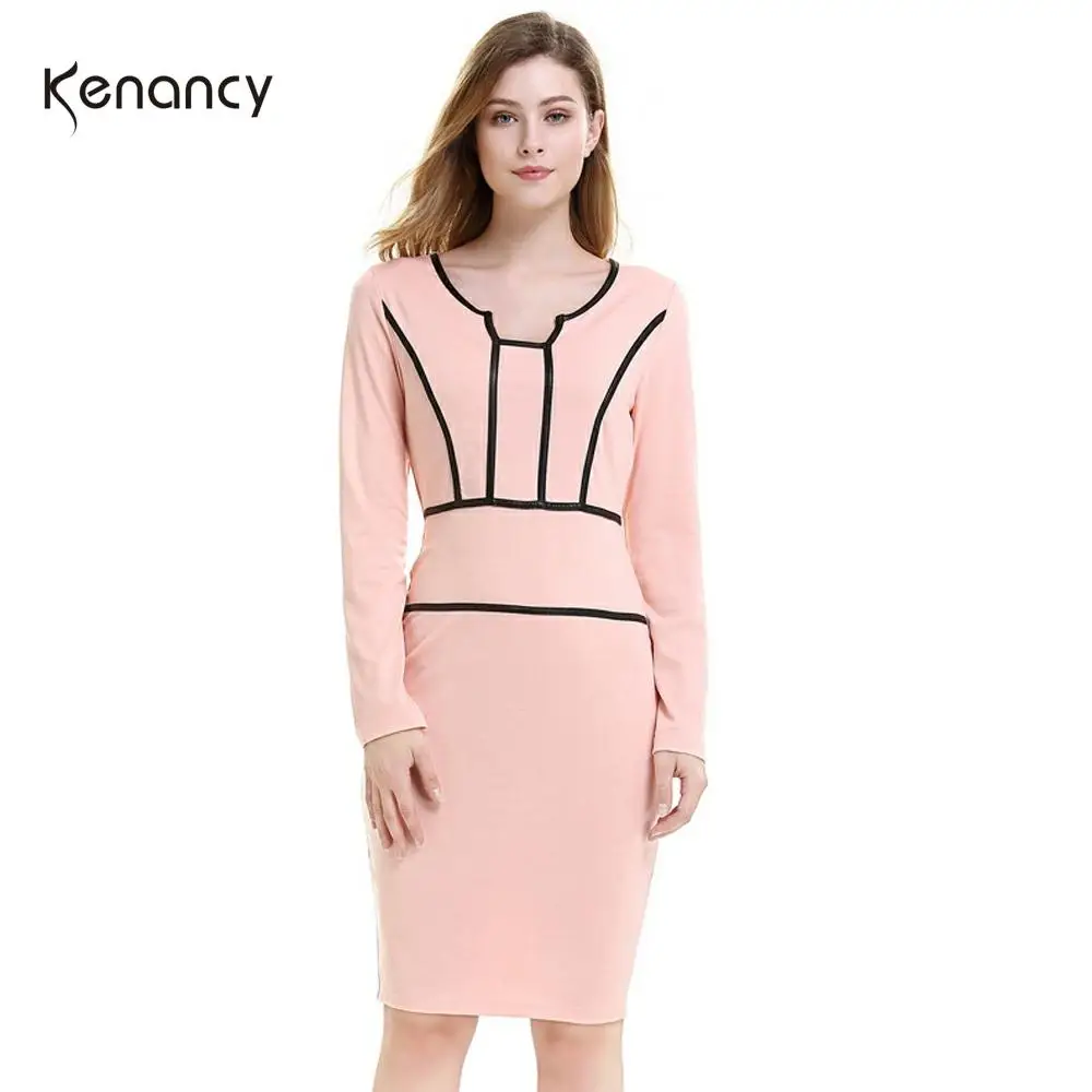 Kenancy Solid Women Professional Dress Autumn Long Sleeve Female Party Dresses Temperament Slim Fit High Waist Feminino Vestidos | Женская