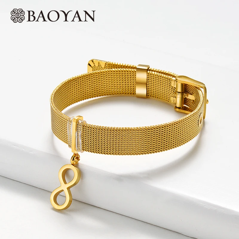 

BAOYAN Adjustable Mesh Bracelet Star Polaris Heart Infinity Charm Bracelet Gold/Silver Color Stainless Steel Bracelets For Women