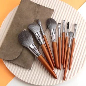

12pcs Professional Makeup Brush Set With Bag Natural Brush Loose Powder Foundation Contour Eye Cosmetic Make Up Tools