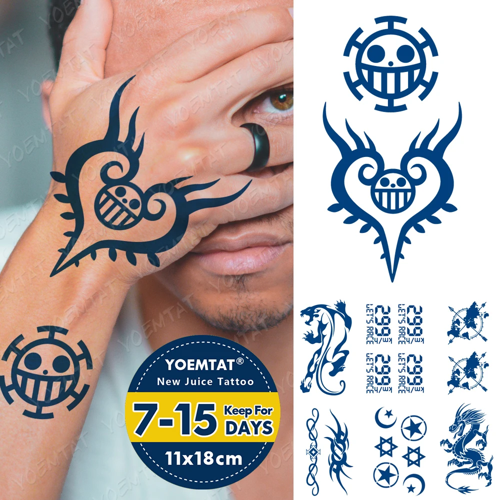 Juice Ink Tattoos Body Art Lasting Waterproof Temporary Tattoo Sticker One  Piece Anime Totem Tatoo Arm Fake Map Speed Tatto Men - Temporary Tattoos -  AliExpress
