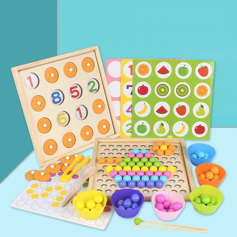 Online Kinder Spielzeug Montessori Holz Spielzeug Hände Gehirn Training Clip Perlen Puzzle Bord Mathematik Spiel Baby Frühen Pädagogisches Spielzeug Für Kinder