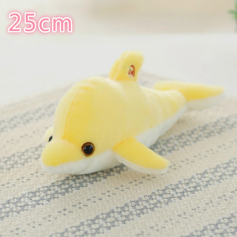 32cm Yellow Dolphins 45 см/25 см светящаяся плюшевая кукла-Дельфин, светящаяся Подушка, светодиодный светильник, игрушки в виде животных, красочный подарок для детей WJ453 - Цвет: 32cm Yellow Dolphins