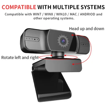 

2020 1080P HD 360 Degree Rotatable Webcam With Microphone Universal Autofocus Web Camera Clip-on For PC Laptop Desktop Wholesale