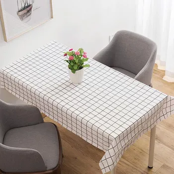 

Refreshing Plaid leaf waterproof table cloth Linen Tablecloth For Kitchen Decorative Dining Table CoverRectangular Wedding