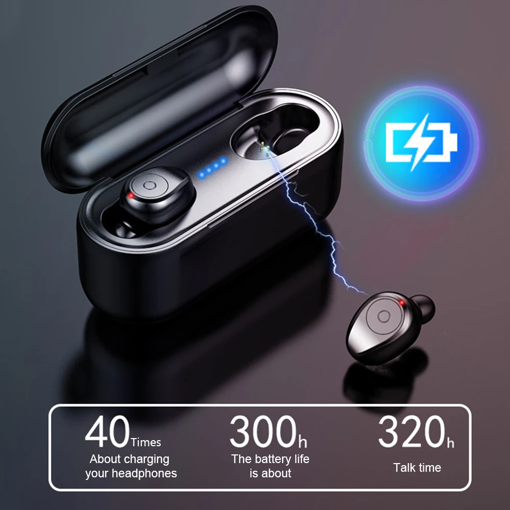 

Waterproof Handsfree Earbuds Bluetooth 5.0 Earphone F9 TWS Wireless Headphones Sport Headset With 2000 MAh Power Bank