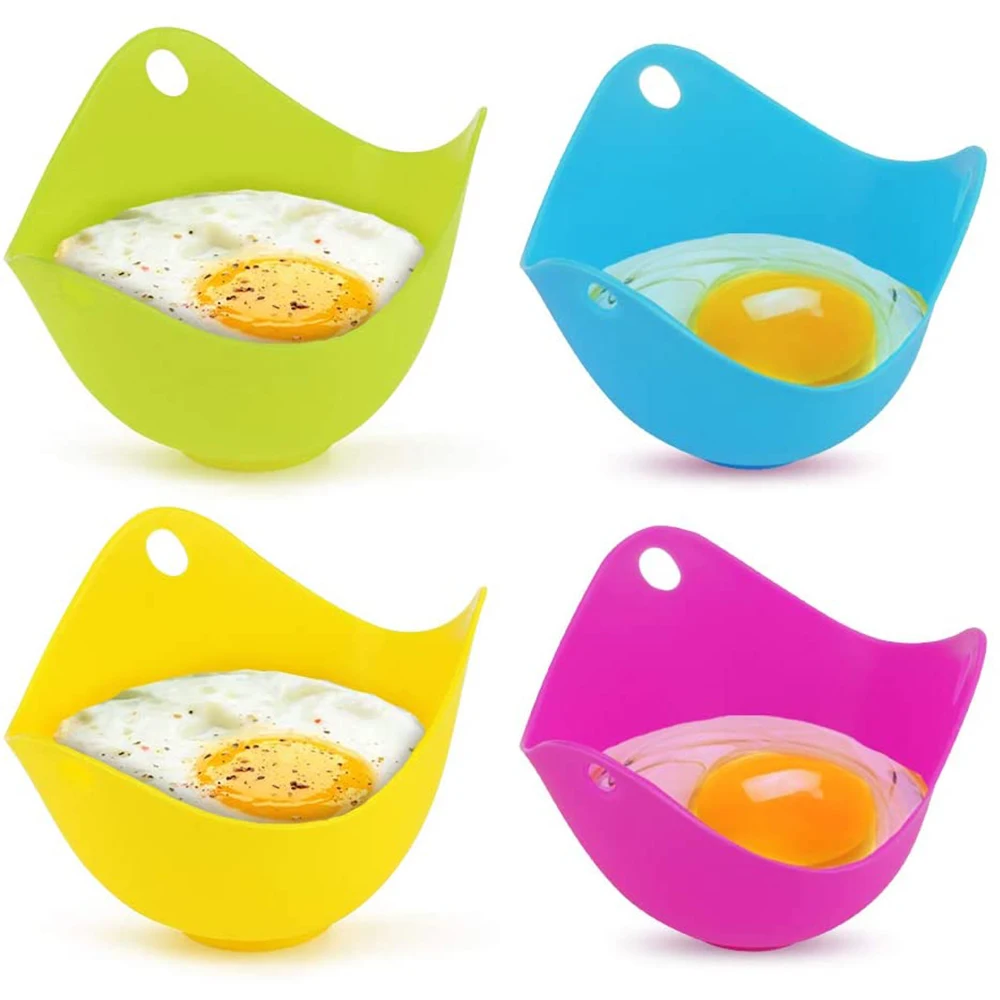 tJexePYK Egg Poachers Cups Silicone Egg Boiler Cooker Tool with Base Ring For Poached Eggs 4PCS, 