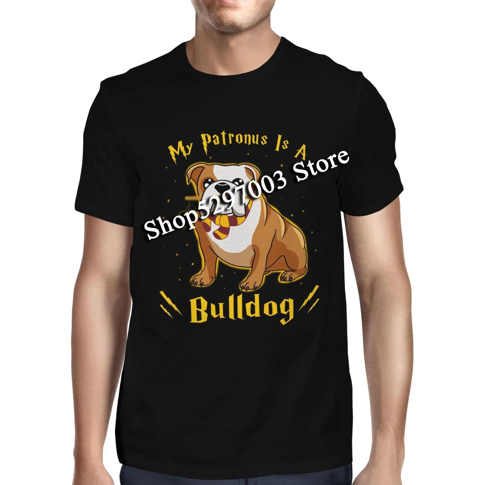 1Tee Мужская футболка My Patronus Is A Bulldog графическая |