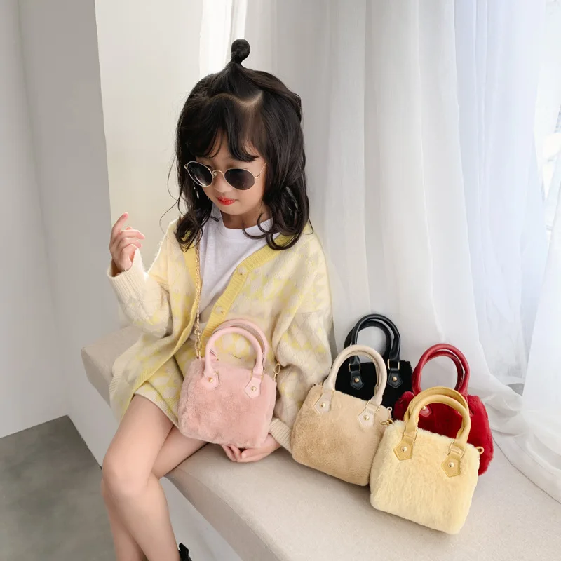 

Kids Mini Bucket Handbags Tote Cute Plush Crossbody Bags Baby Purses and Handbags Girl Messenger Bag Hand Bags Gift