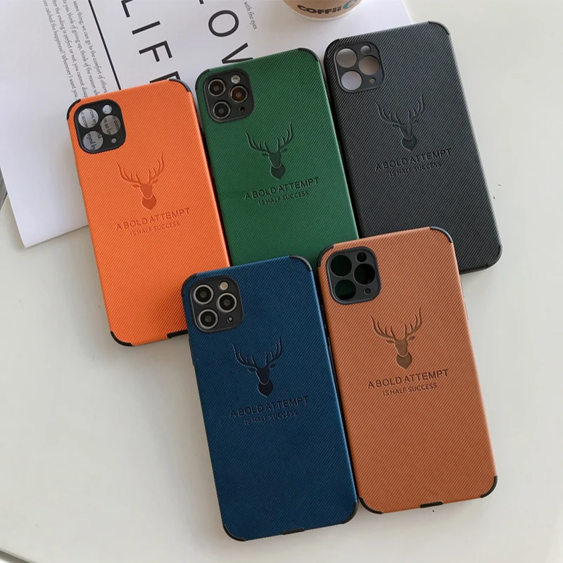 Deer Leather Phone Cover Case For Apple iPhone 6 6S 7 8 X XR XS 11 Pro Max i 7plus 8plus SE 2 2020 Soft Silicone Back Cases | Мобильные