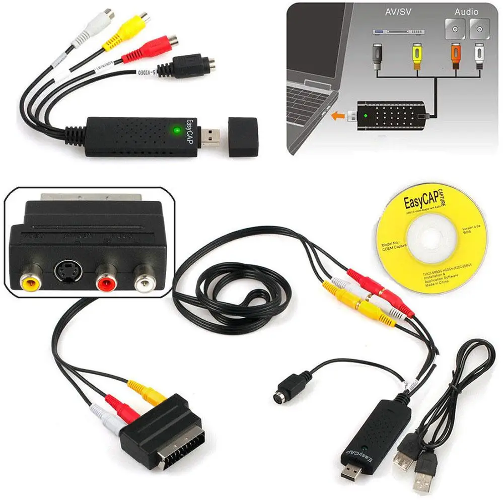 

USB Video Capture Card Adapter TV DVD VHS Captura de v deo Card Audio AV for Computer/CCTV Camera USB 2.0