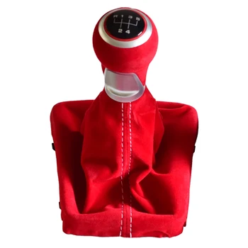 

Car Accessories Black/Red Suede Leather Gear Shift Knob HeadBall Complete For Audi A3 S3 8V-8P S-line 2014-2020 Manual 5 6 Speed