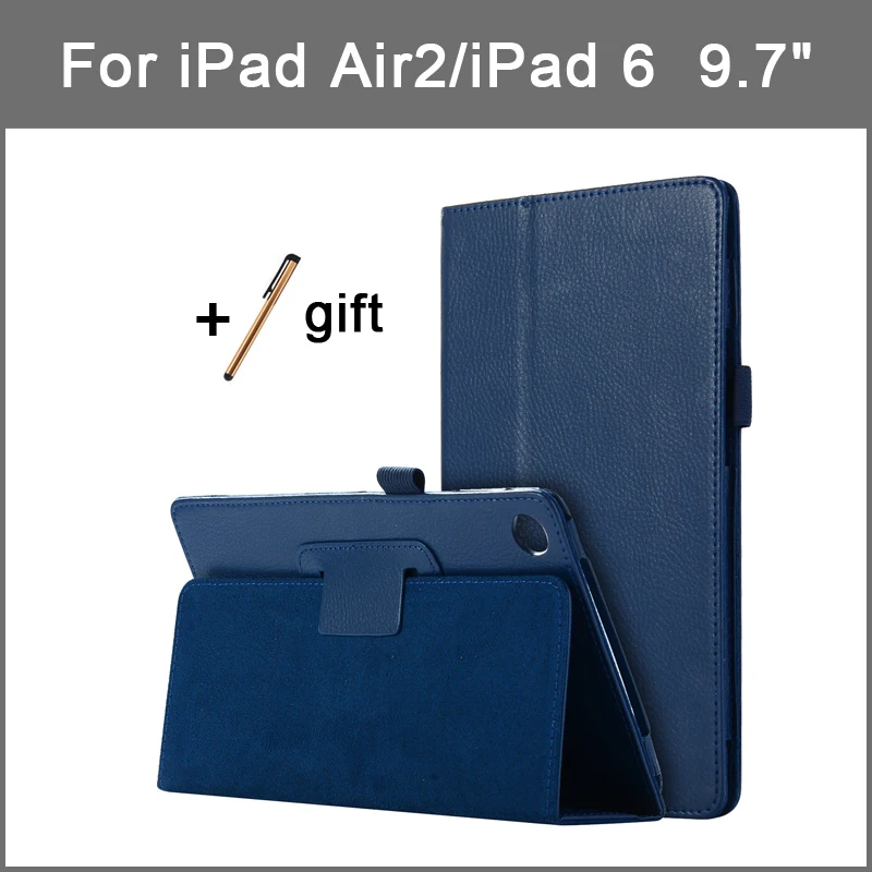 

PU Leather Case For ipad air2 9.7 inch Lichi Style Stand Flip Cover For iPad 6 Tablet holder 9.7" Protective Skin+Stylus Pen