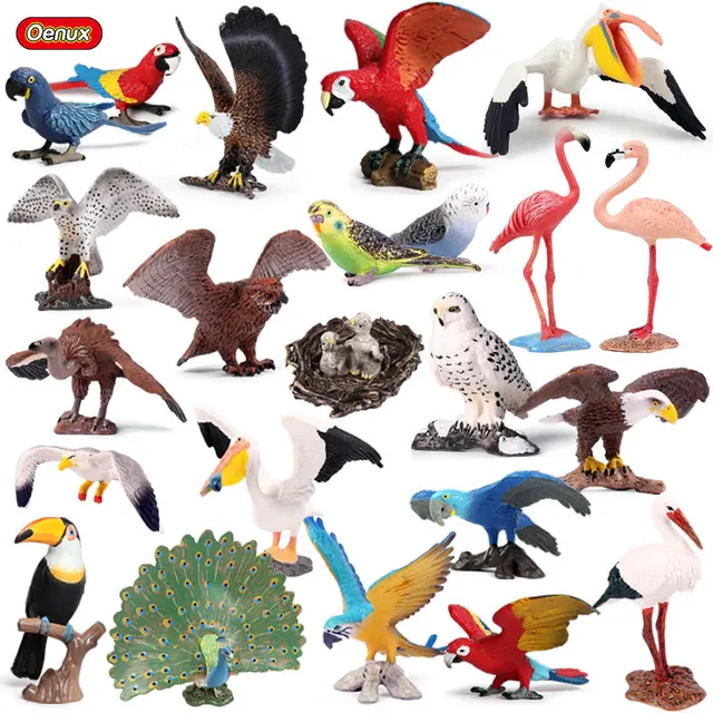 Simulation Bird Animals Model Cute Woodpecker Parrot Eagle Phoenix Owl Miniatures Action Figure Home Garden Decor Kids Toys Gift 1